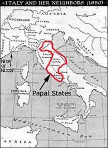 A few Papal States annexed to Kingdom of Italy