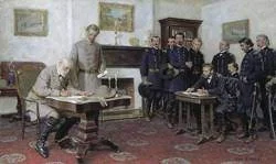 The Confederates surrender.
