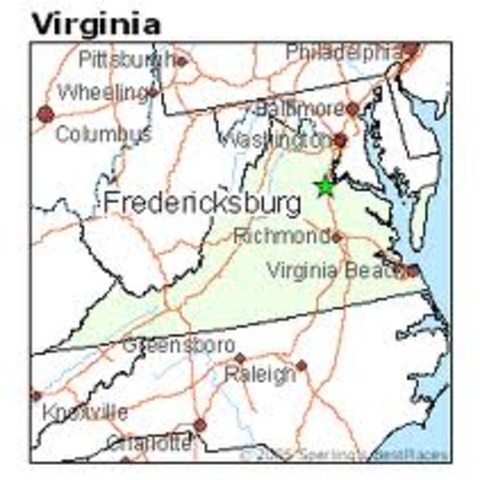 Arrives to Fredricksburg, VA