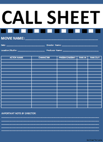 Call Sheet