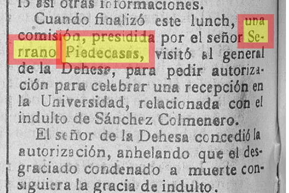 Pedro Serrano Piedecasa aboga para el indulto del condenado español Sánchez Colmanero