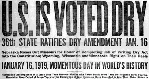 18th Amendment Ratified