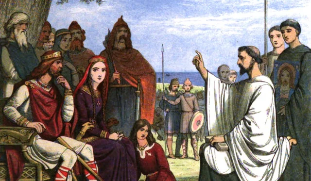 La expansión del cristianismo en Europa, especialmente a través de misioneros como San Agustín de Canterbury en Inglaterra.