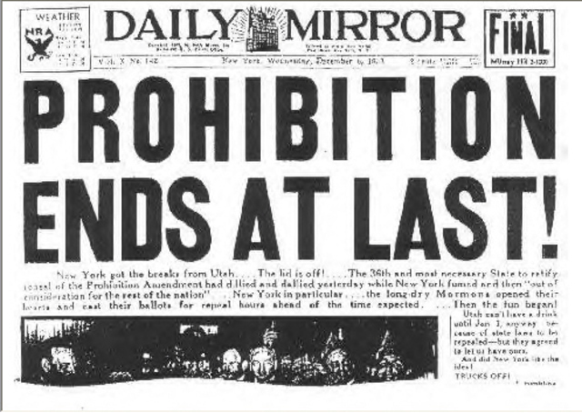 Prohibition ends