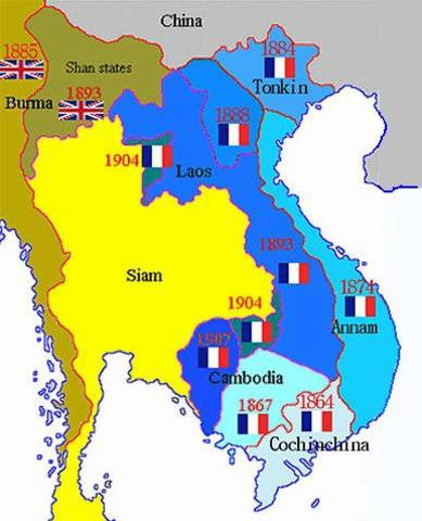 French Indochina was formed; made up of Annam, Tonkin, Cochinchina, and Cambodia.