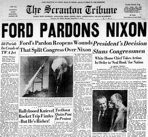 Ford pardoned Nixon
