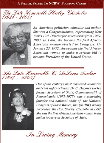 Shirley Chisholm and C. Delores Tucker found the National Congress of Black Women