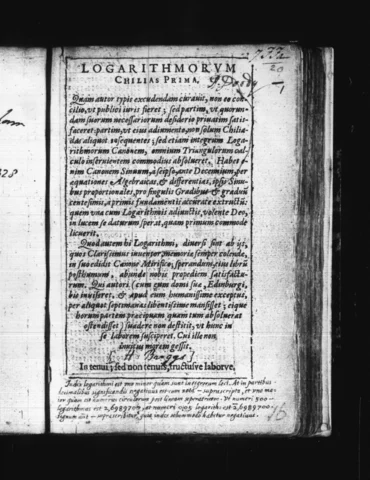 Henry Briggs published “Logarithmorum Chilias Prima” an introduction to base 10 logarithm