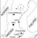 Map of sweden showing all confirmed impact craters stars and the location and size of (1)