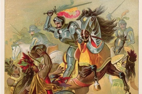 Alvarado leaves Mexico and has his first battle against the Quichés on the Maya nation in Quezaltenango, Guatemala.