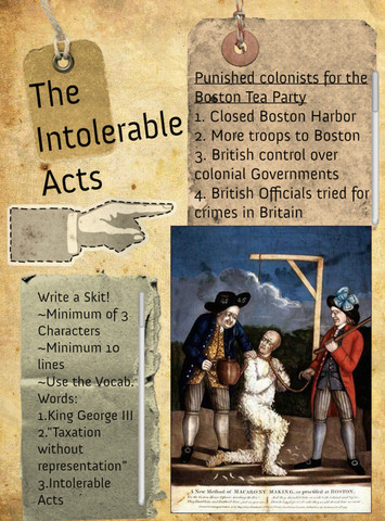 5 Intolerable Acts by King George