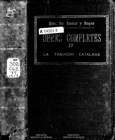 Josep Torras i Bages publica La tradició catalana