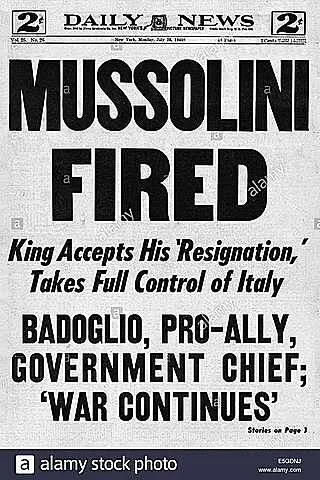 Mussolini bought down by coup during WW2