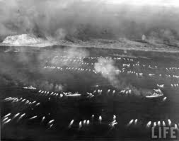 Over 1200 Navy ships and Army troops begin invasion of Okinawa