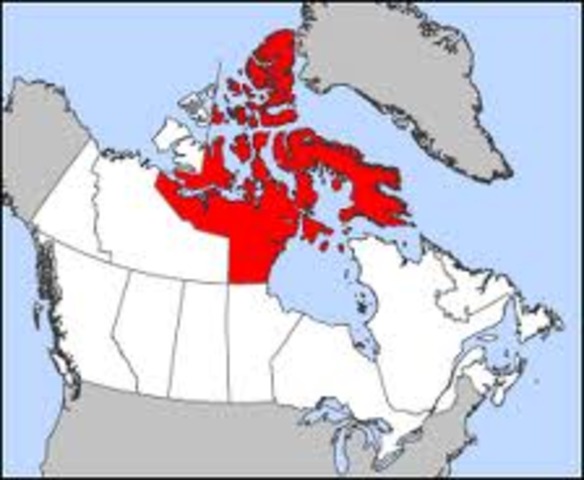 Nunavut is formed in the NW part of Canada