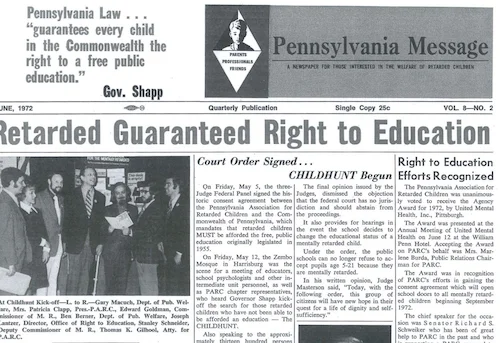 Pennsylvania Association for Retarded Children v. Commonwealth of Pennsylvania ruling
