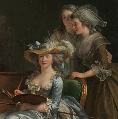 Adélaïde Labille-Guiard, Self-Portrait with Two Pupils, Marie Gabrielle Capet and Marie Marguerite Carreaux de Rosemond, 1785.