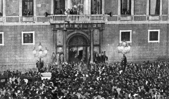 Lluís Companys proclama l’Estat Català dins la República espanyola