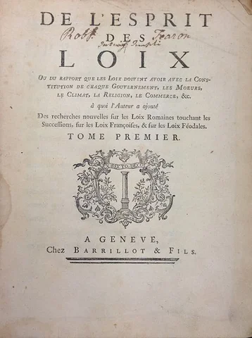 "De l'esprit des lois" par Montesquieu