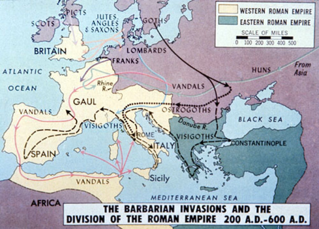 Barbarians attacked the Roman Empire