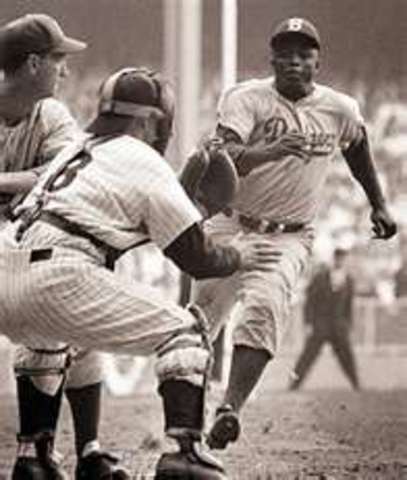 Jackie Robinson helped the Dodgers win the World Series.