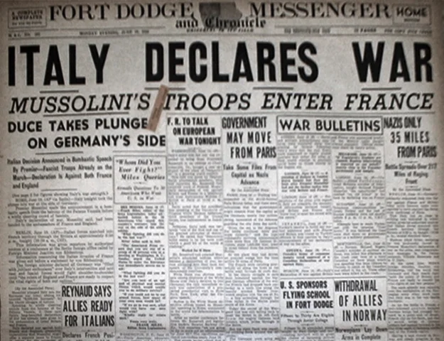 Italy declares war on France and UK