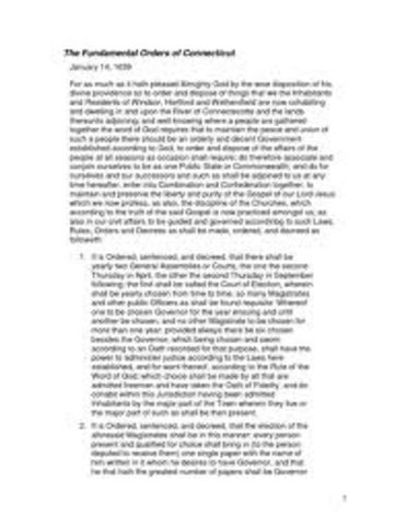 Fundamental Orders of Connecticut