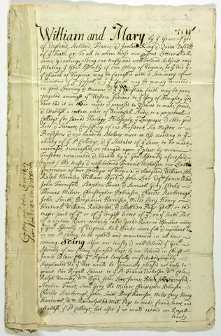 1693: College of William and Mary Charter
