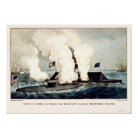 March 1852 warships monitor and merrimack clash