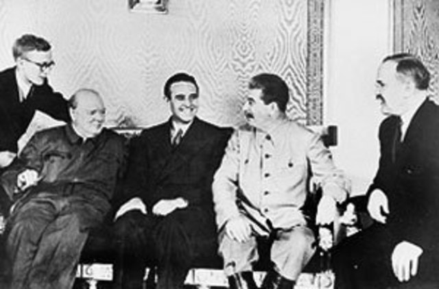 Stalin and Churchill meet in Moscow.
