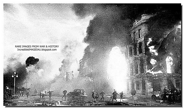 Massive German air raid on Stalingrad, Russia.