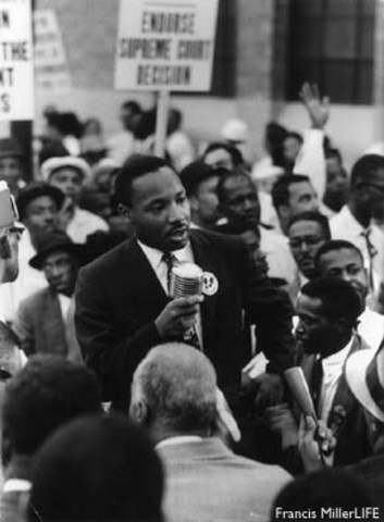 Martin Luther King Jr. leads a civil rights march in Chicago