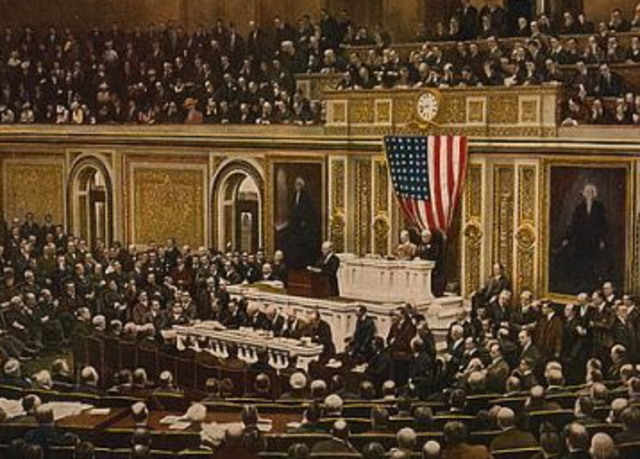 Woodrow Wilson asks Congress to declare war on Germany