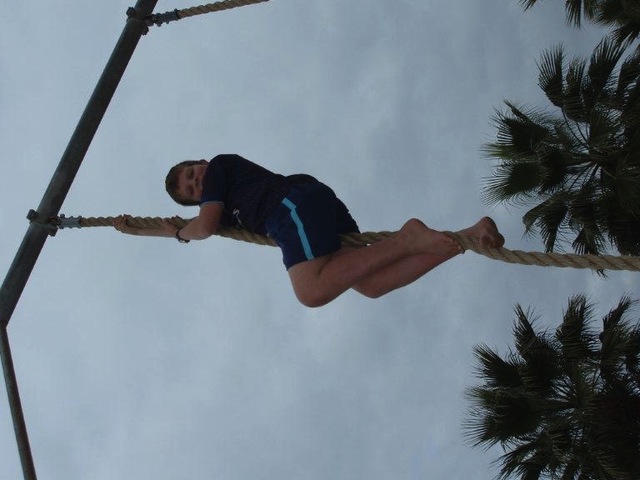 Me climbing the rope at Santa Monica Beach,LA,USA