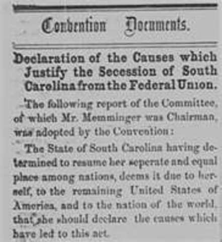 South Carolina Suceeding from Union