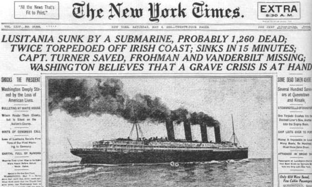 Germany sinks Lusistania