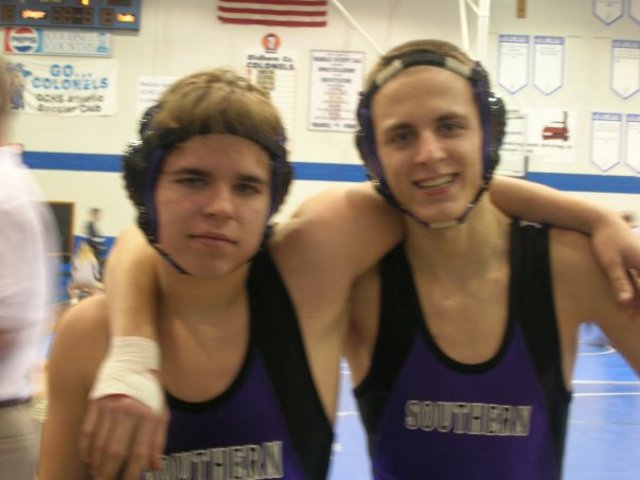 Zack and I wrestling