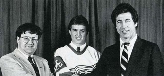 After two years in the juniors, he was selected by the Red Wings in the first round of the 1983 National Hockey League entry draft.