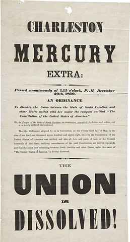 South Carolina secedes from the United States