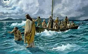 Jesus walks on water