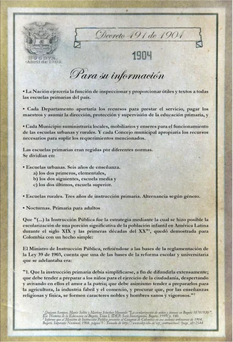 Decreto 491 de 1904 - Creación del Ministerio de Instrucción Pública - Reglamentación de la ley 89 de 1903