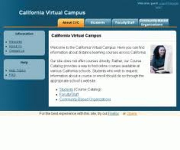 California Virtual Campus opened with a catalogue of over 1500 classes