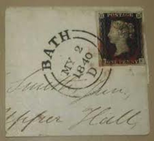 The first postage stamp, The Penny Black, is introduced in England.