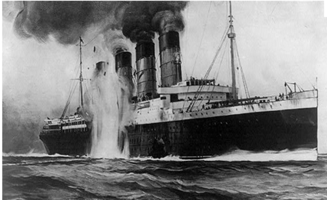 Germany sinks the U.S.S. Lusitania