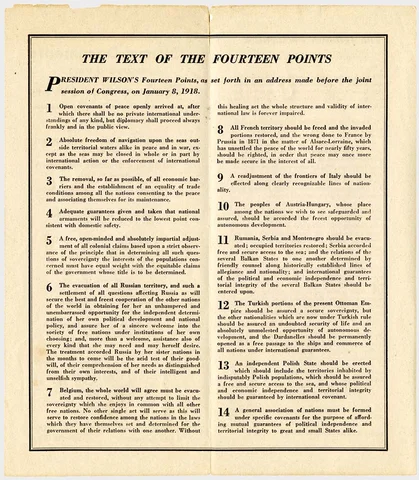 The Fourteen Points by President Wilson