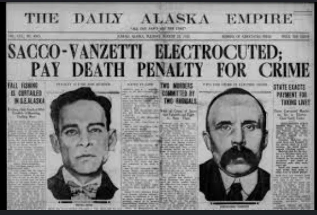 Sacco and Vanzetti arrested for armed robbery and murder