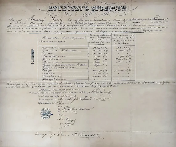 Поступление на медицинский факультет Московского университета (ныне Первый МГМУ им. И. М. Сеченова)