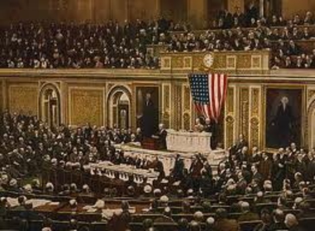 Woodrow Wilson asks Congress to declare war on Germany