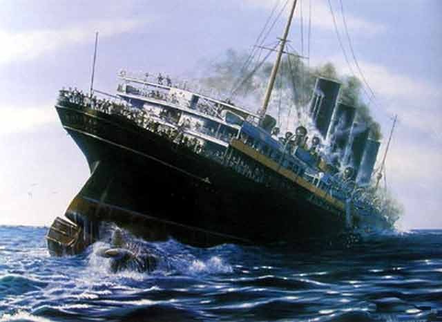 Germany sinks the U.S.S. Lusitania