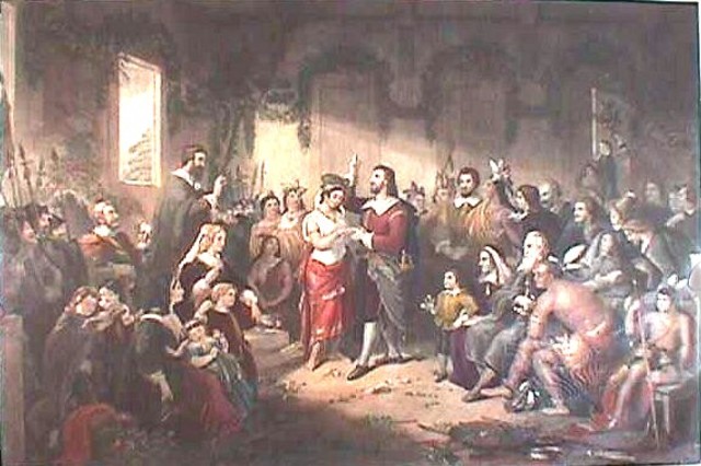 Pocahontas  marries John Rolfe